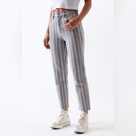 PacSun Denim - PacSun Gray Double Stripe High Waisted Straight‎ Leg Jeans 25
